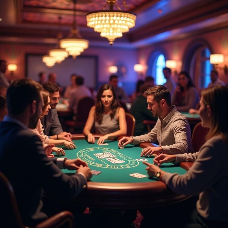 Meja permainan baccarat di Live Casino dengan dealer nyata dan suasana kasino nyata
